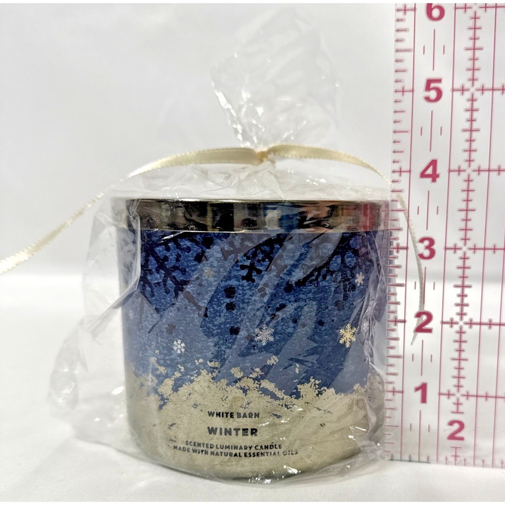 White Barn Winter 3-Wick Luminary Candle 14.5oz Blue Silver Snowflake Scented - Picture 6 of 6
